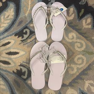 Elegant White Flip Flops with Beaded Straps